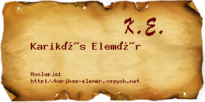 Karikás Elemér névjegykártya